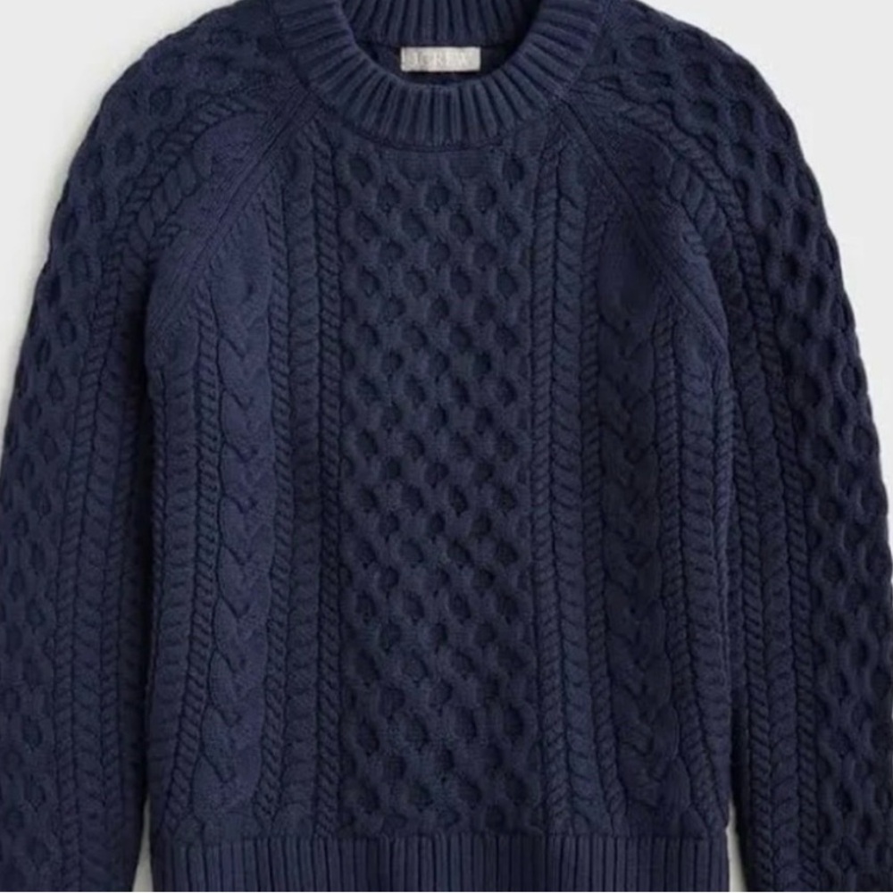 JCrew Fisherman Cable knit Sweater L-worn once-excellent condition